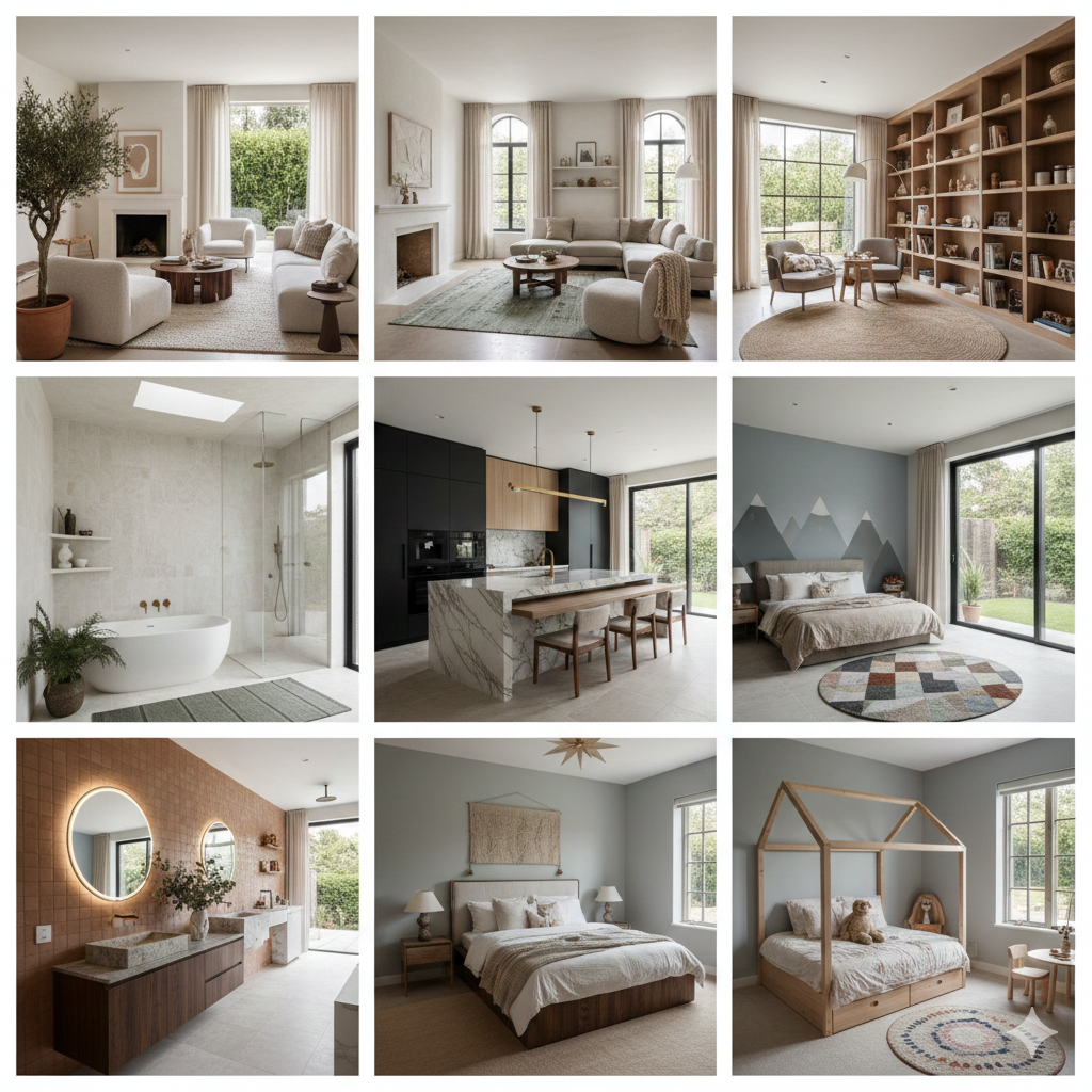 Sustainable luxury interior with natural materials