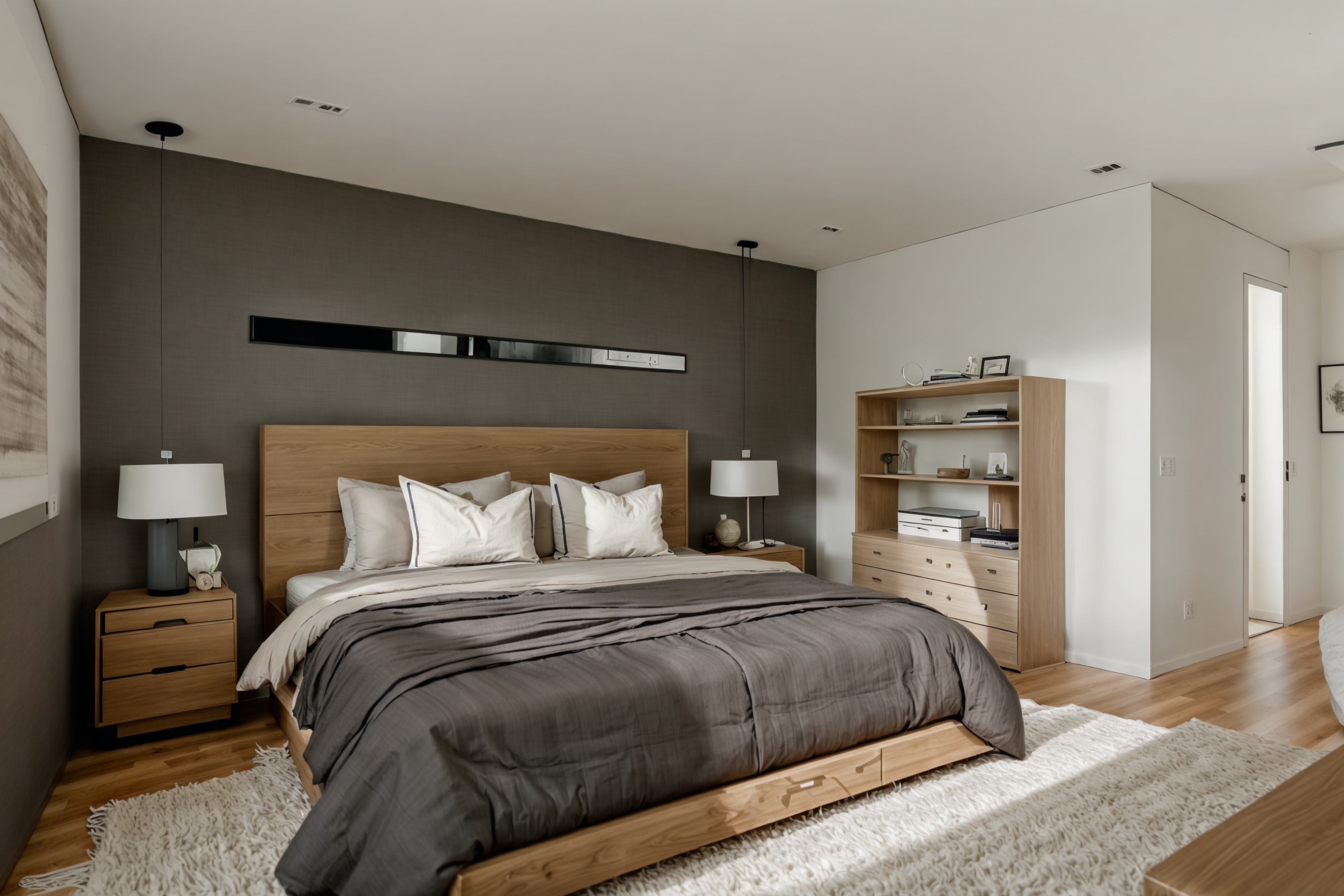 Master bedroom with bespoke headboard design