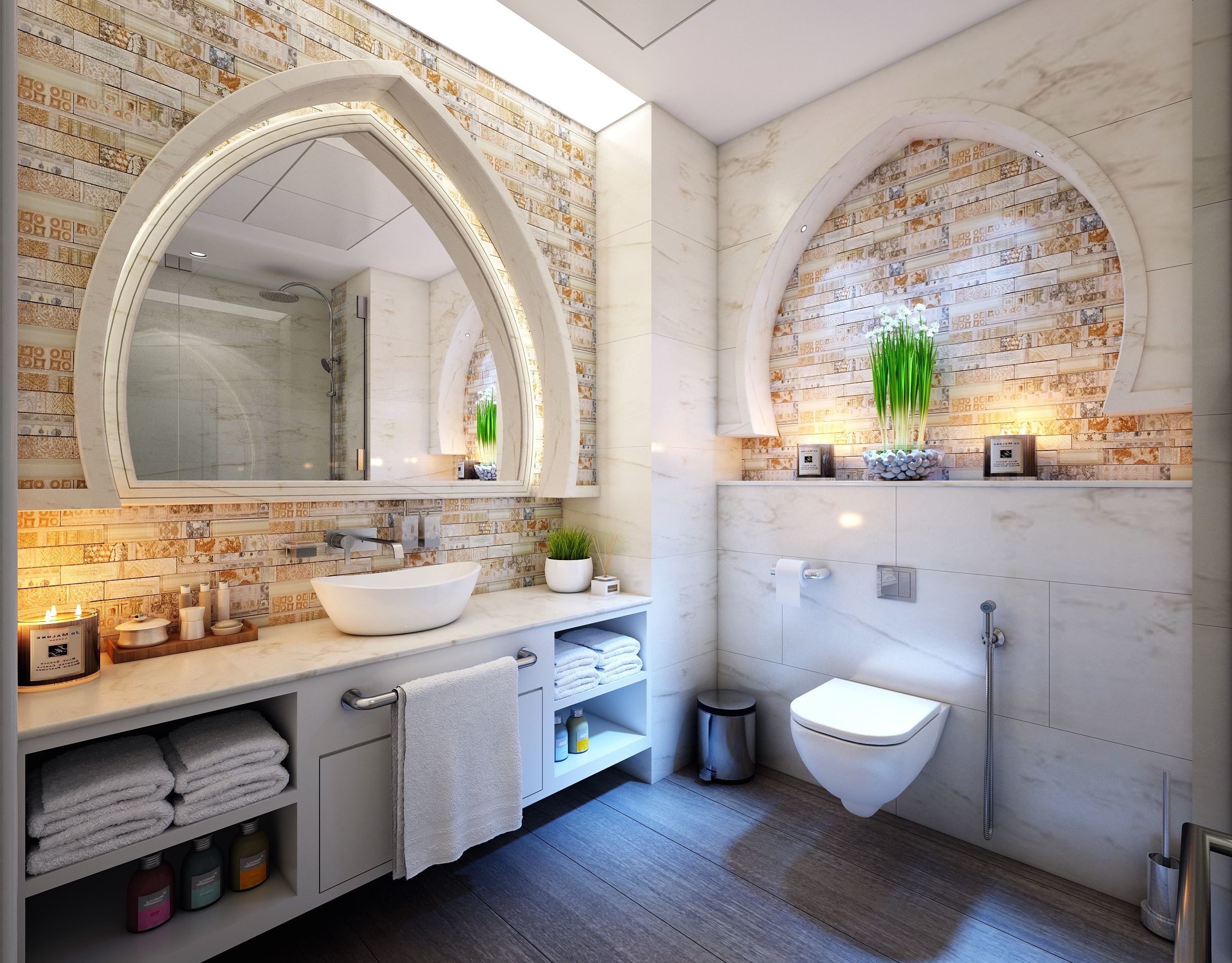 Neutral colour palette in a serene bathroom